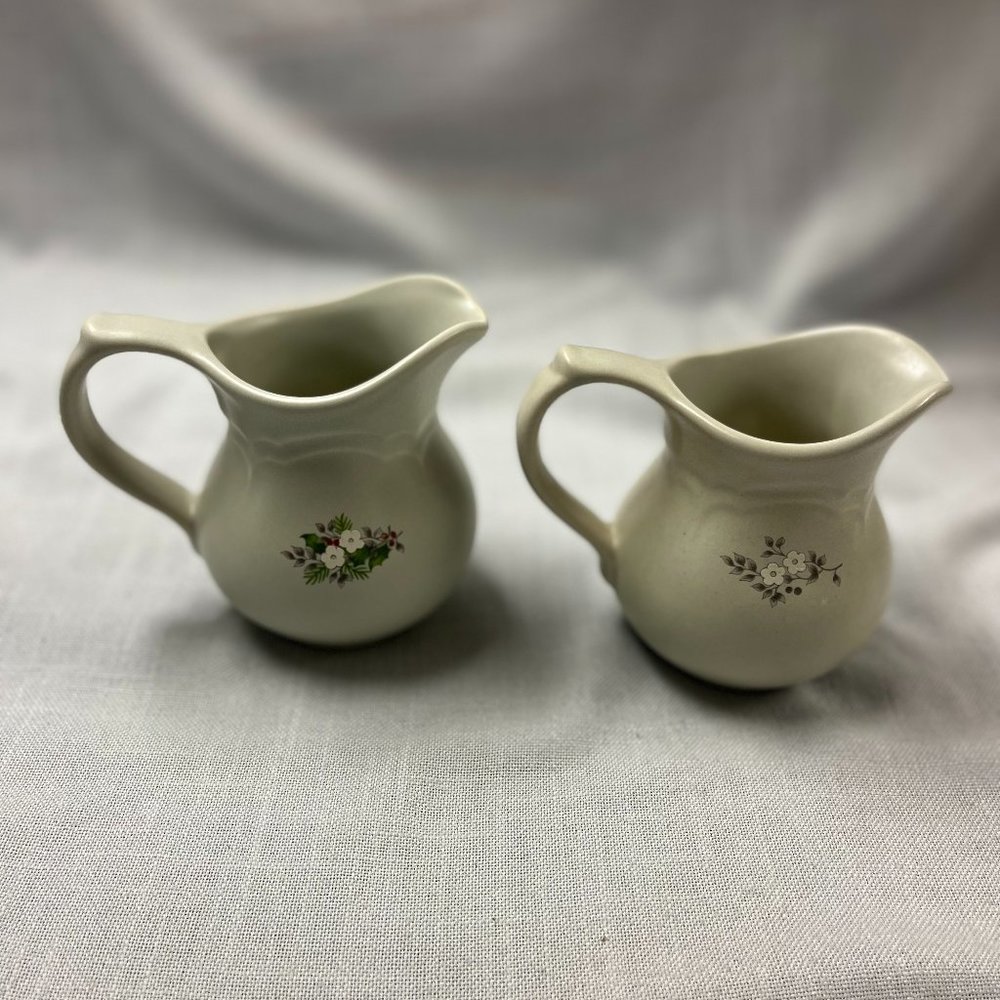Pfaltzgraff Heirloom and Christmas Heirloom Creamer pitchers